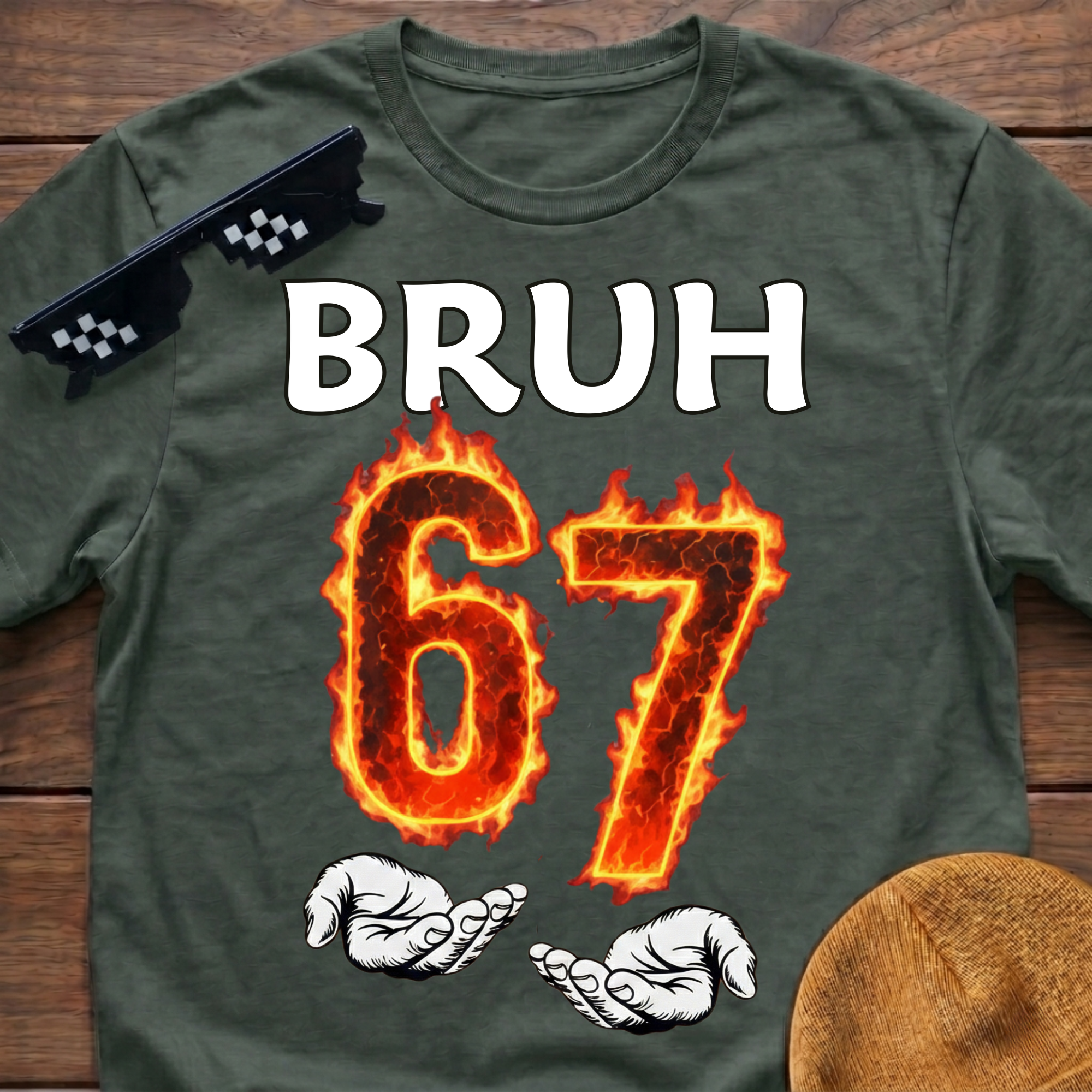 Bruh 6 7 Meme Six Seven Fire T-shirt