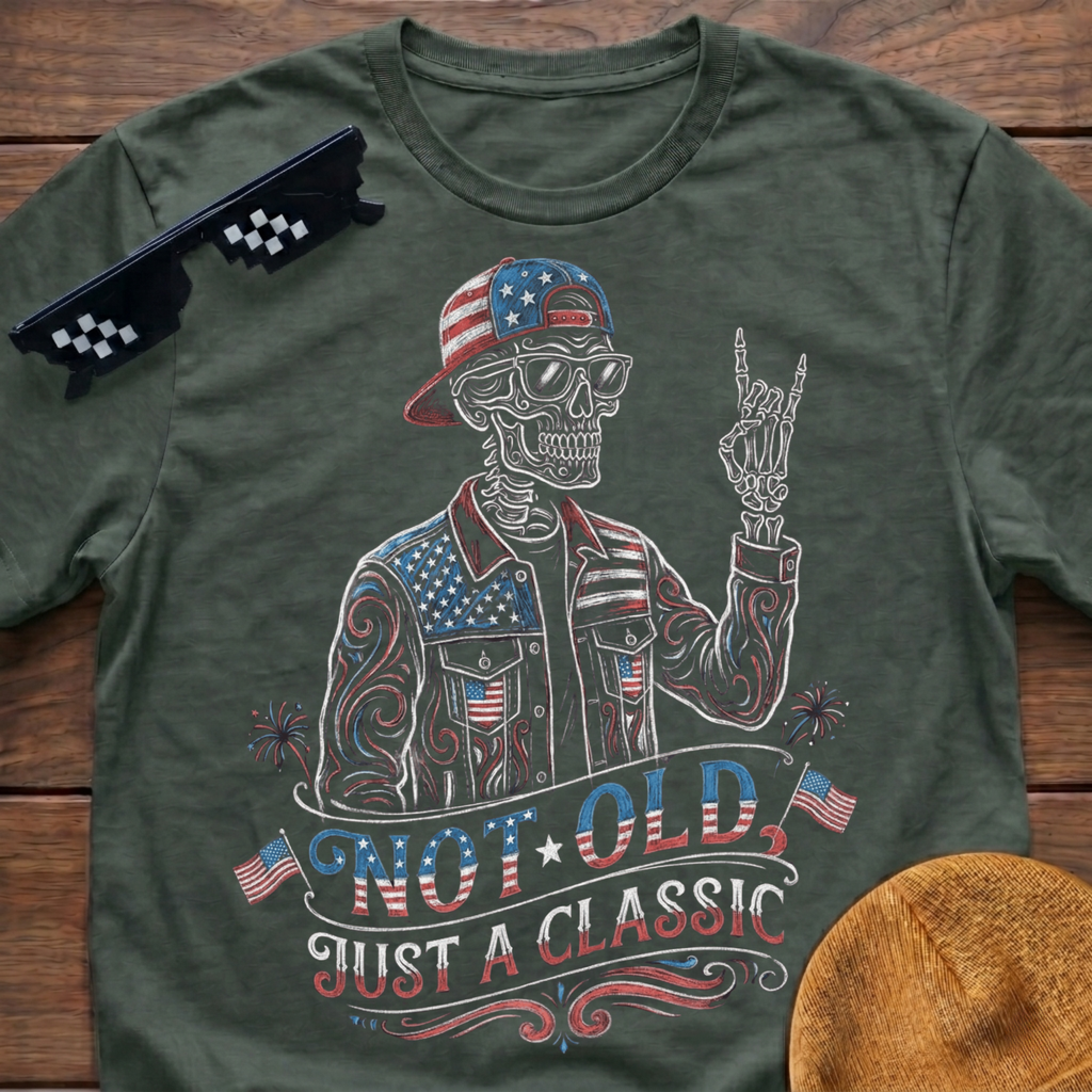 Not Old Just A Classic Patriotic Skeleton T-shirt