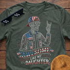 Skeleton Awesome Like My Daughter Patriotic T-shirt