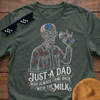 Skeleton Just A Dad Who Always Came Back With The Milk Patriotic T-shirt