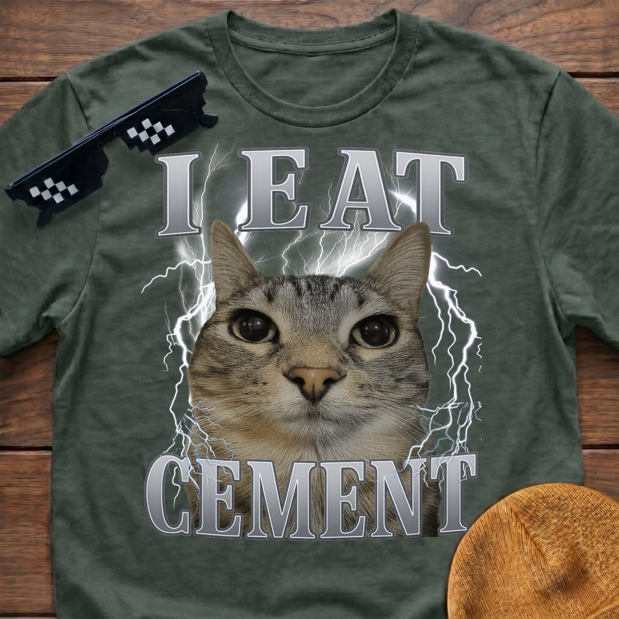 I Eat Cement Meme Funny Cat Meme T-shirt