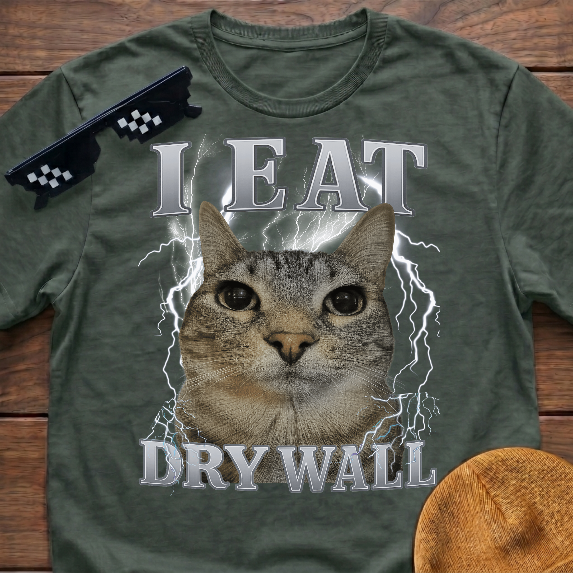 I Eat Dry Wall Meme Funny Cat Meme T-shirt