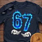 6 7 Meme Six Seven Blue Fire T-shirt