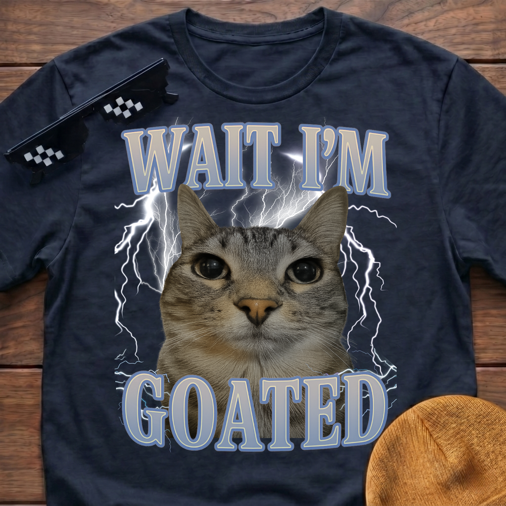 Wait I'm Goated Meme Funny Cat Meme T-shirt