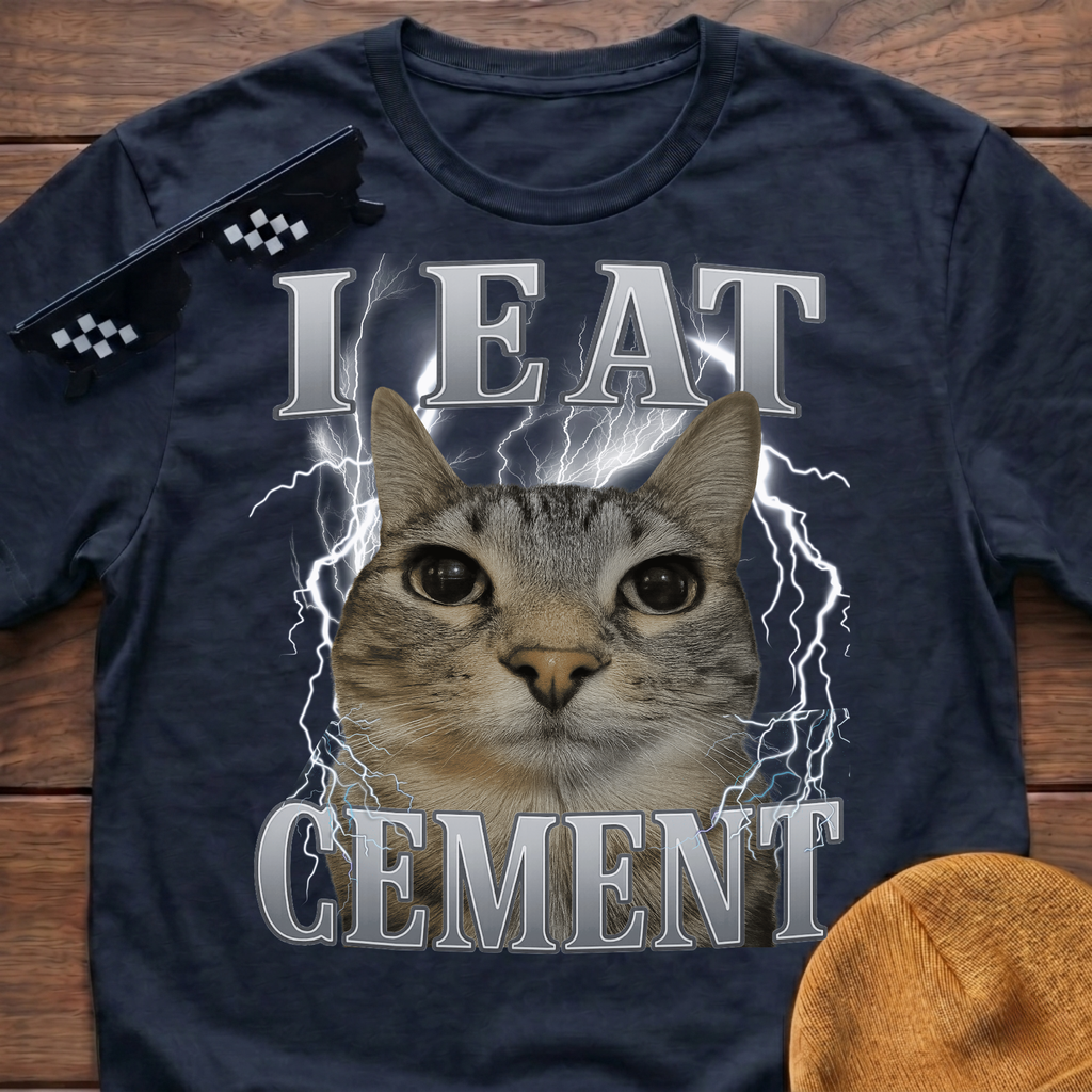 I Eat Cement Meme Funny Cat Meme T-shirt