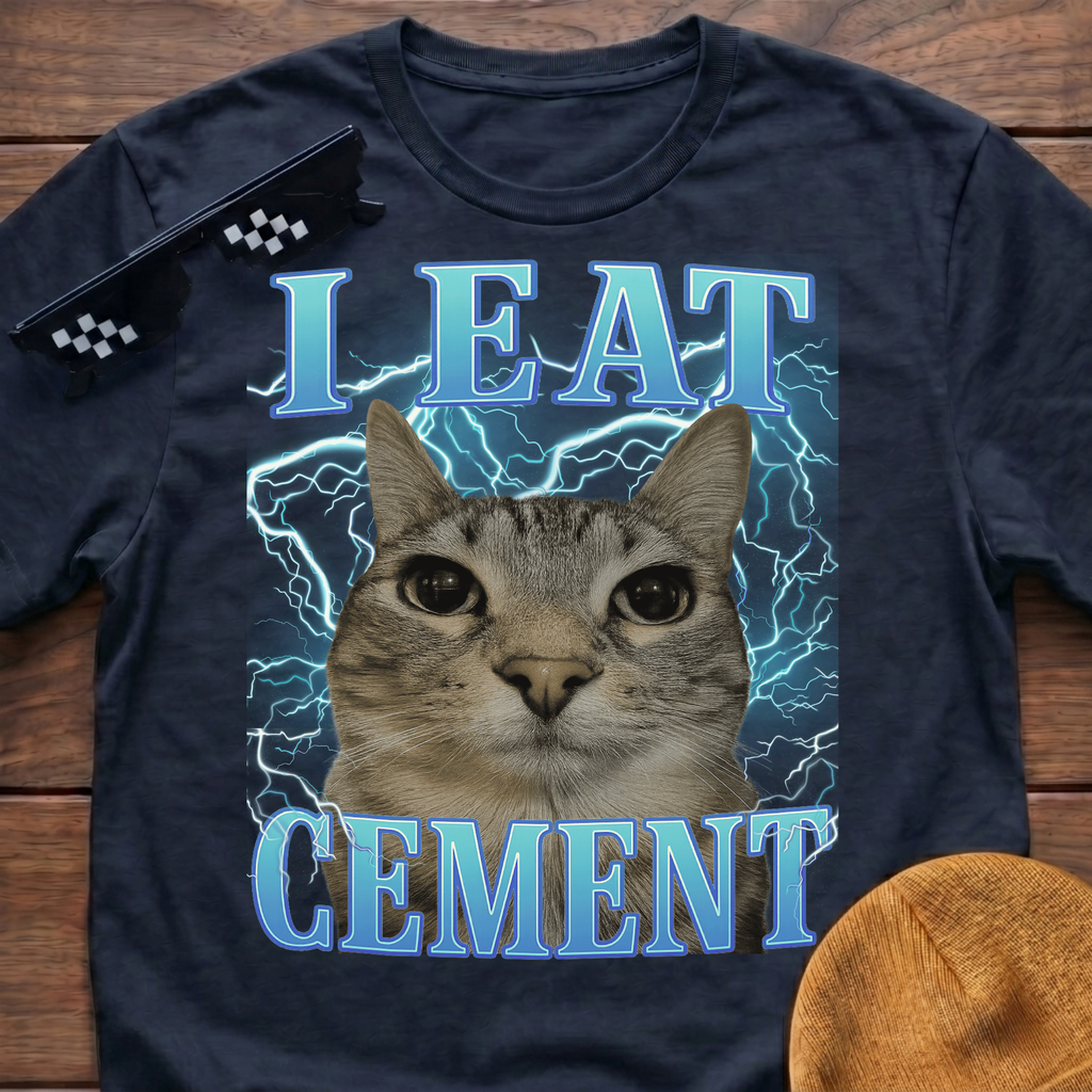 I Eat Cement Meme Funny Cat Meme T-shirt