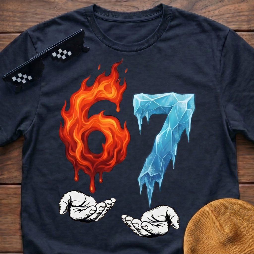 6 7 Meme Six Seven Fire & Ice T-shirt