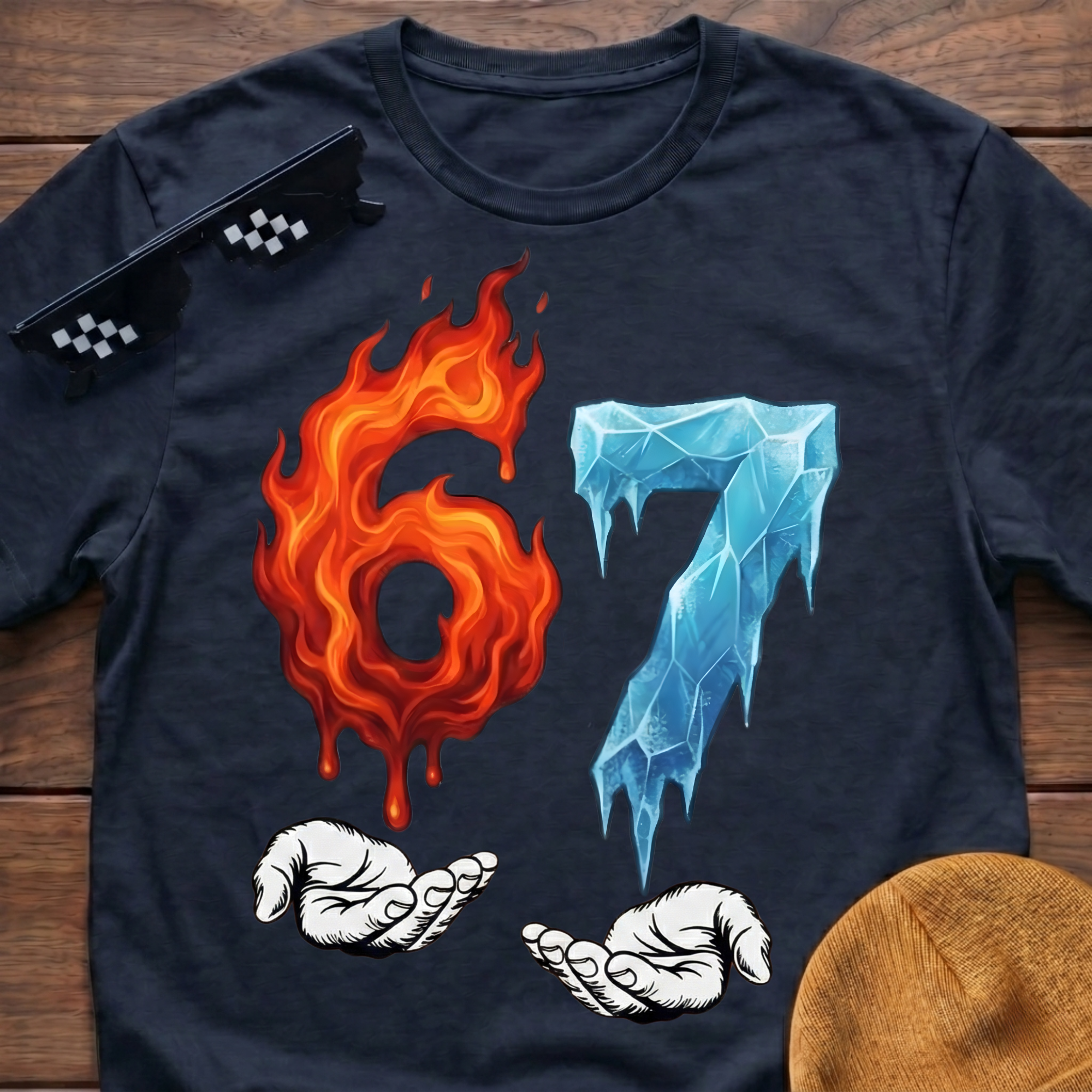 6 7 Meme Six Seven Fire & Ice T-shirt