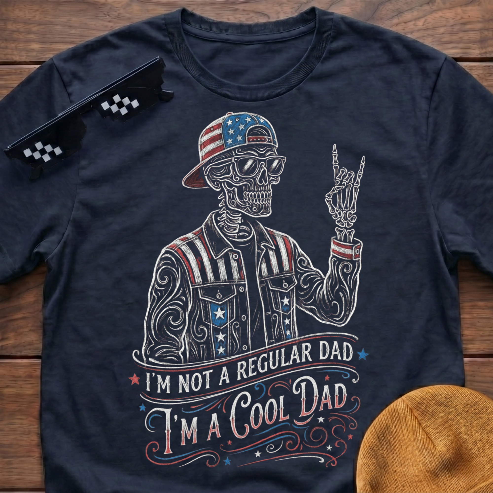 Cool Dad Patriotic Skeleton T-shirt