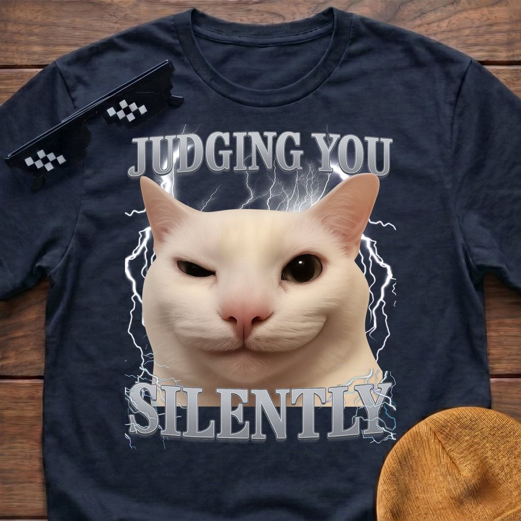 Judging You Silently Meme Funny Cat Meme T-shirt