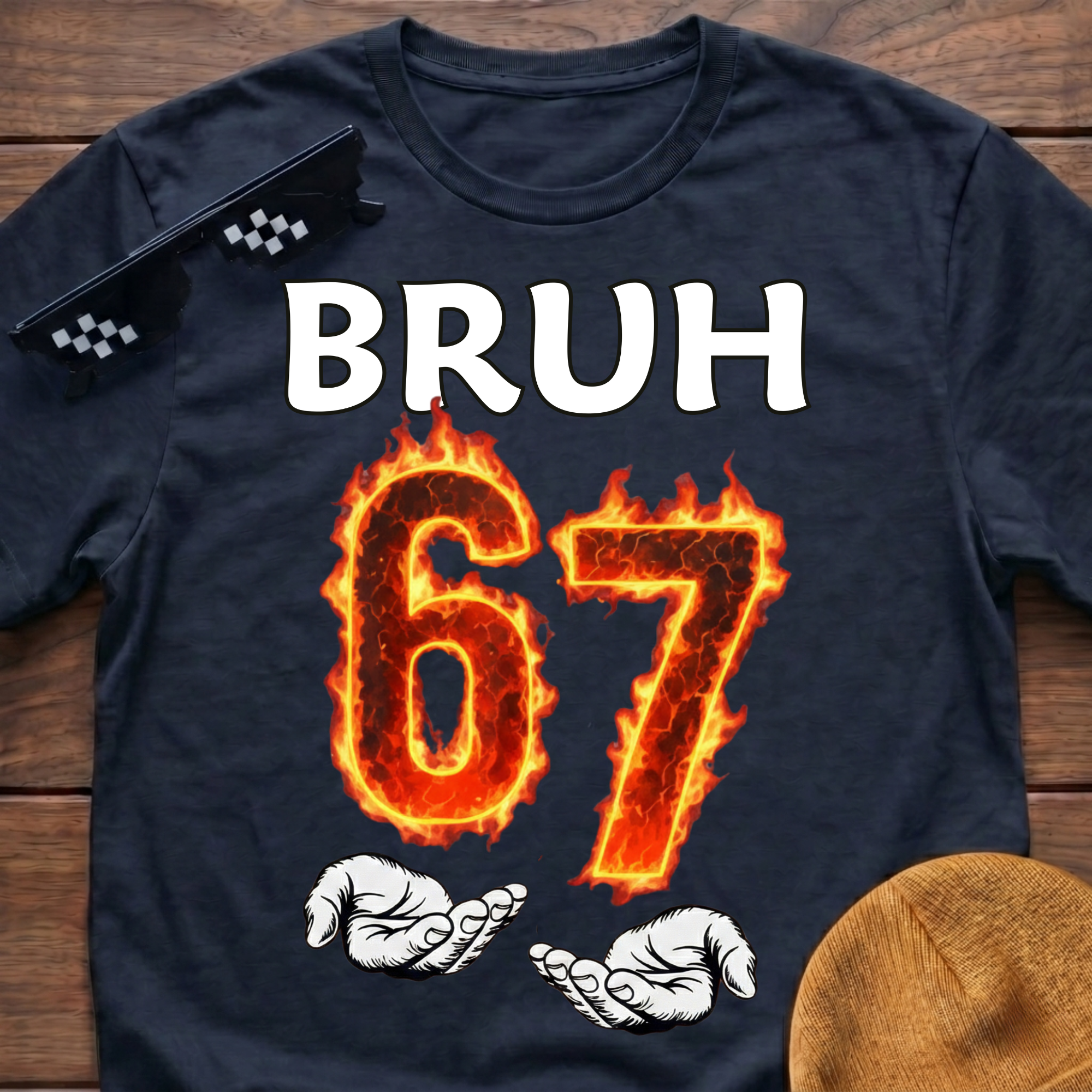 Bruh 6 7 Meme Six Seven Fire T-shirt
