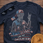 Skeleton Awesome Like My Daughters Patriotic T-shirt