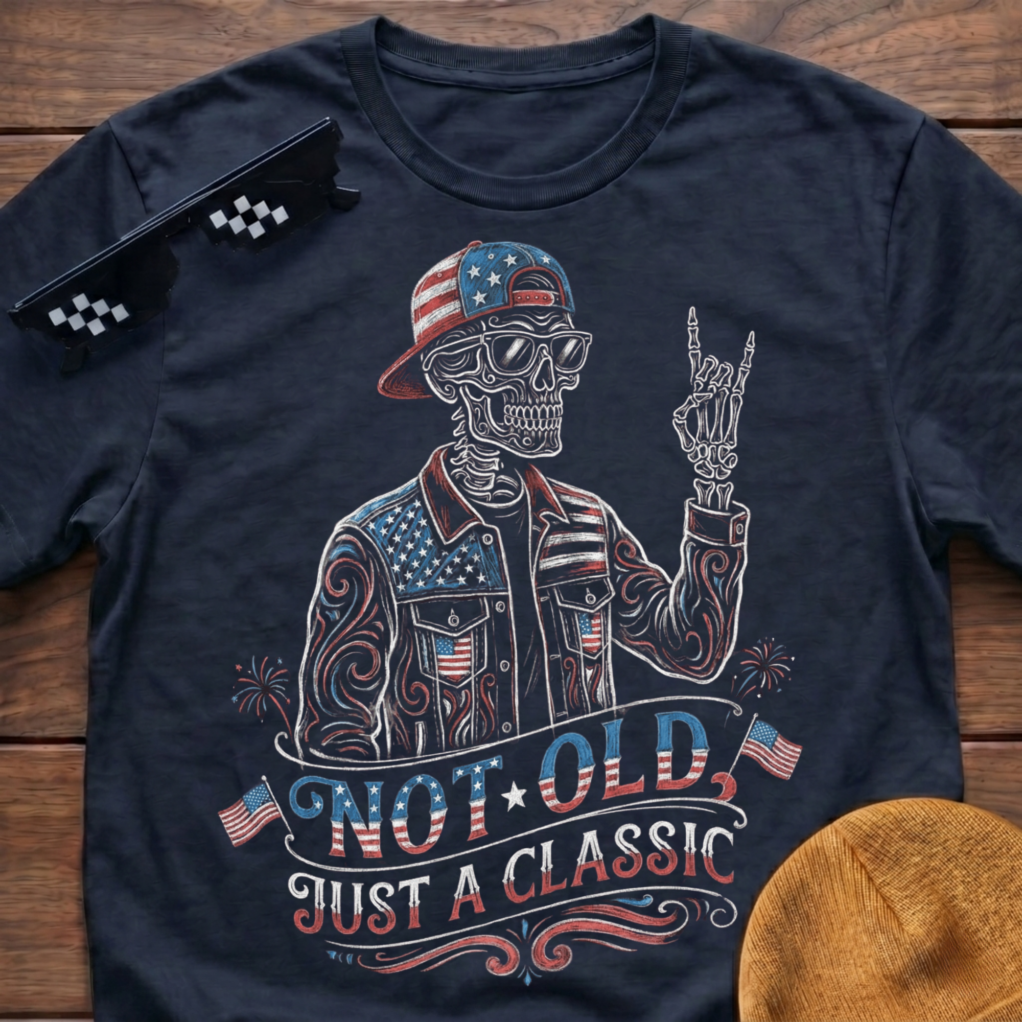 Not Old Just A Classic Patriotic Skeleton T-shirt