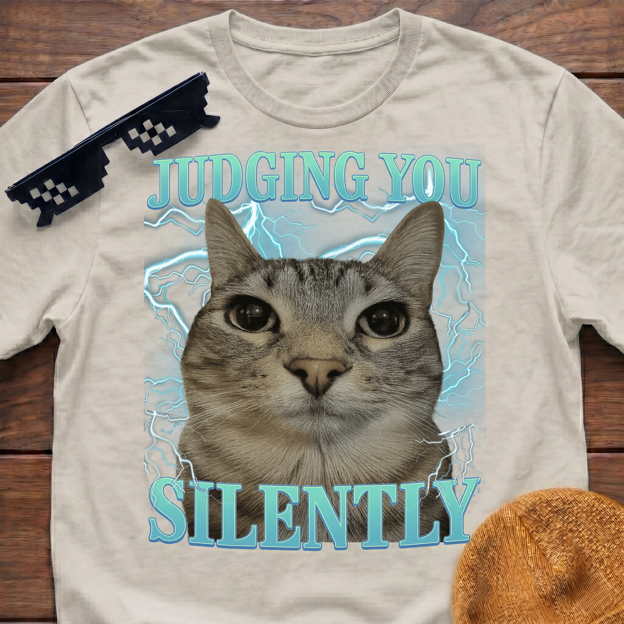 Judging You Silently Meme Funny Cat Meme T-shirt