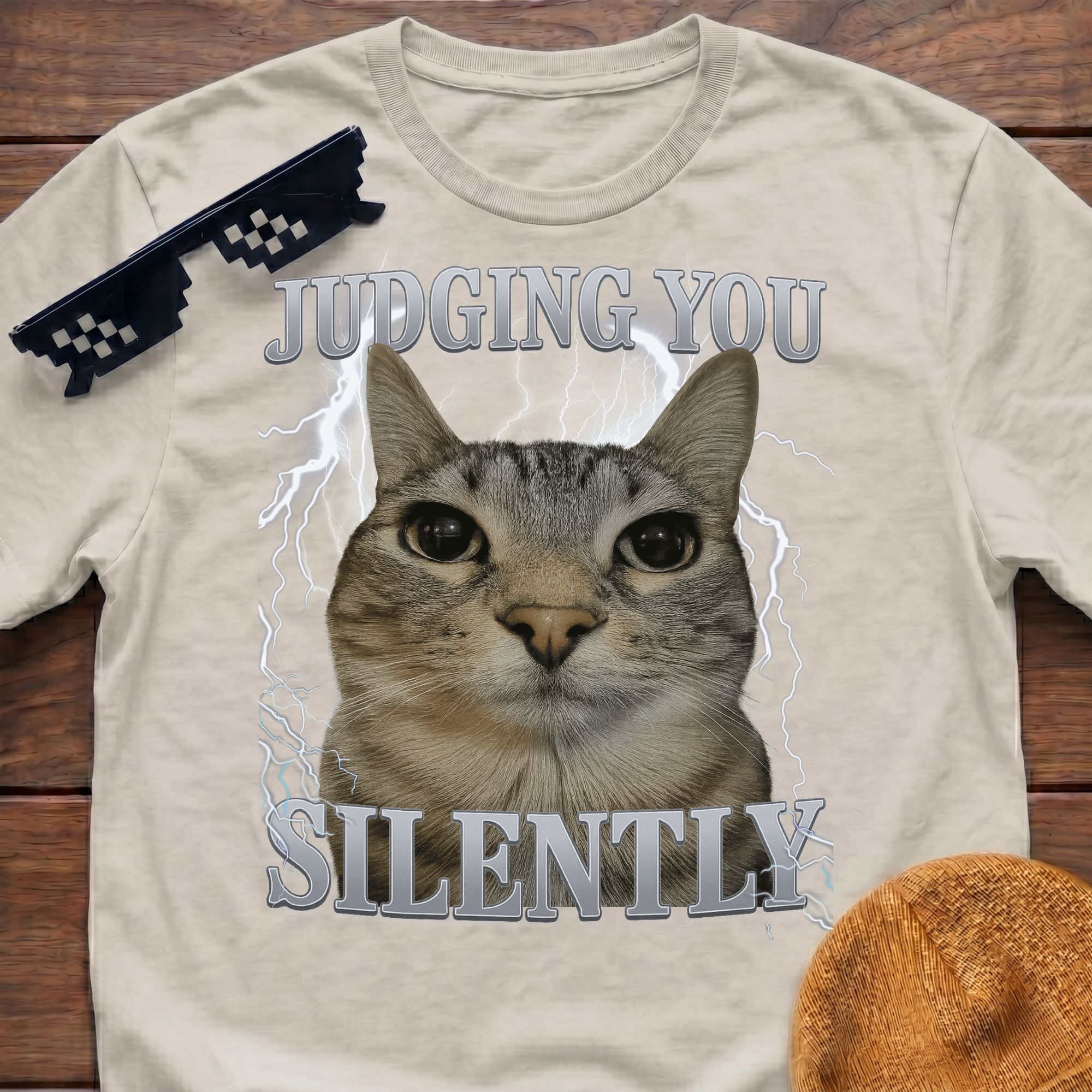 Judging You Silently Meme Funny Cat Meme T-shirt