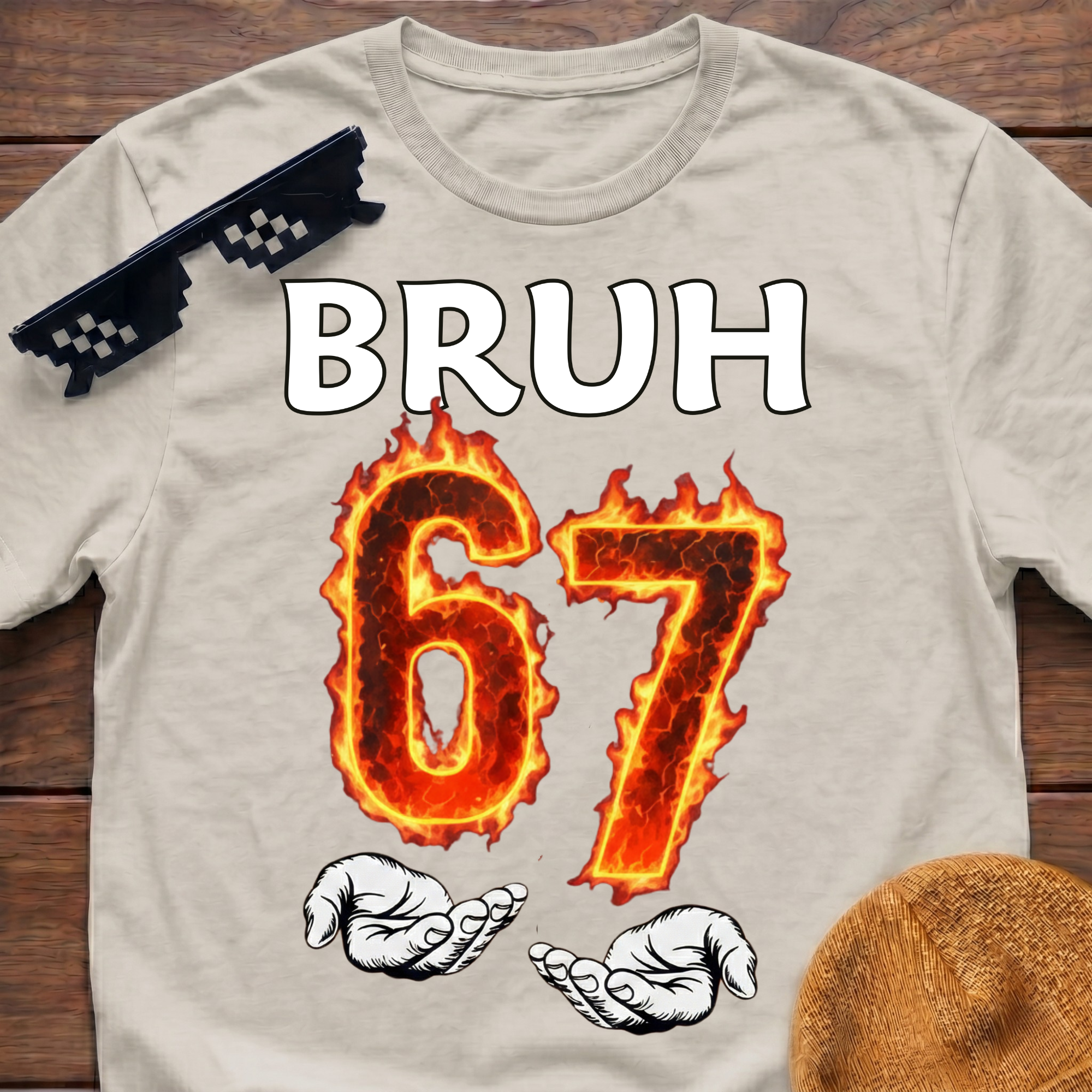 Bruh 6 7 Meme Six Seven Fire T-shirt