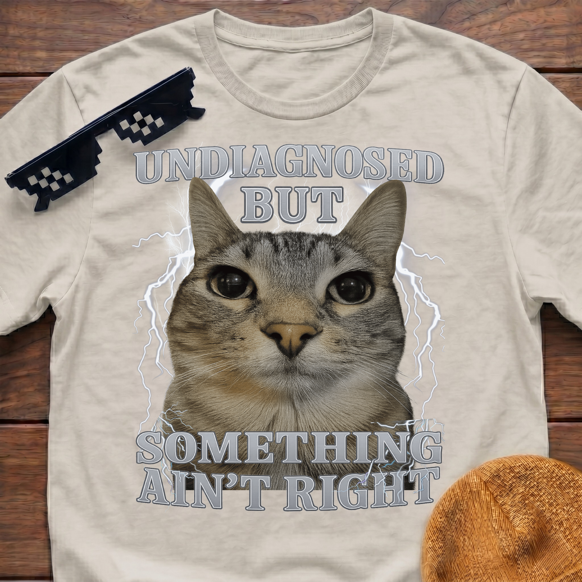 Undiagnosed But Something Ain't Right Funny Cat Meme T-shirt