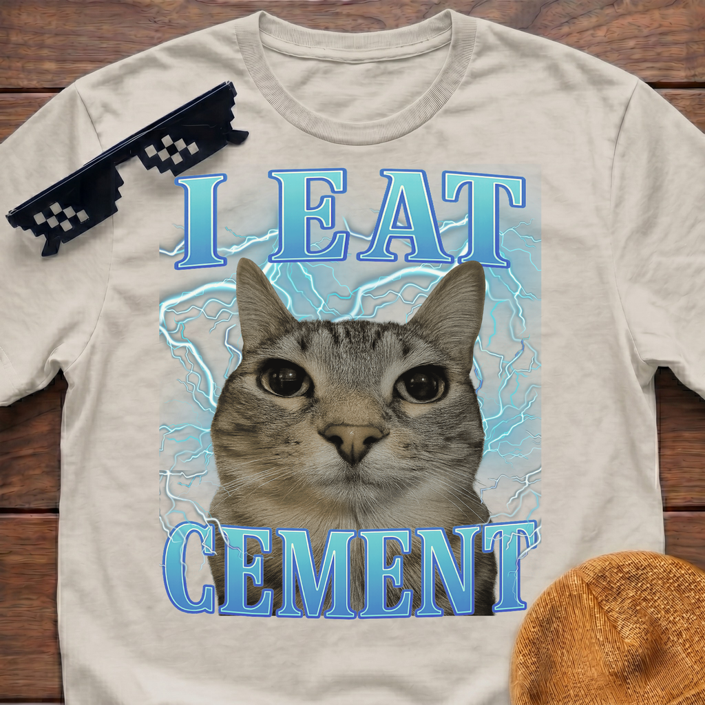 I Eat Cement Meme Funny Cat Meme T-shirt