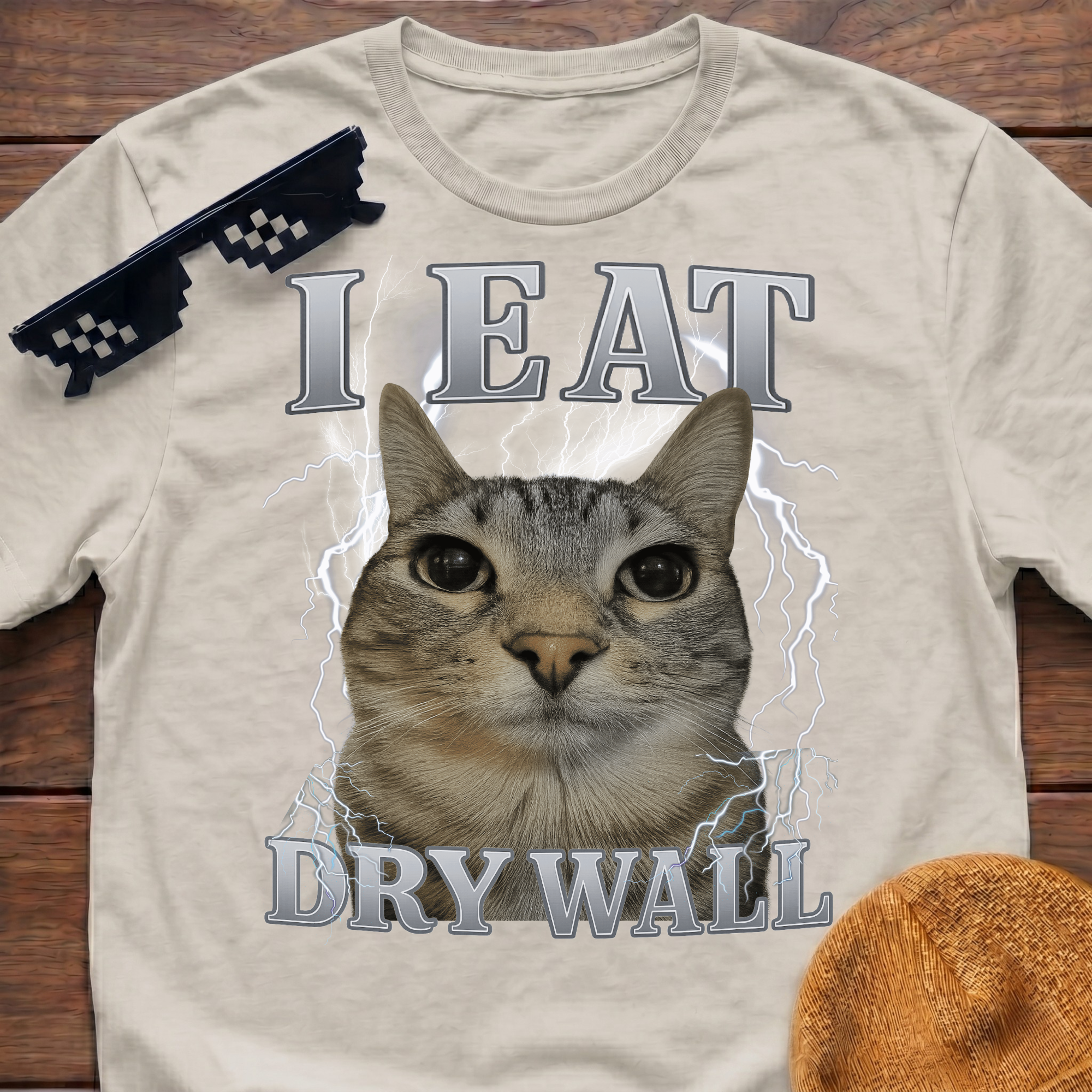I Eat Dry Wall Meme Funny Cat Meme T-shirt