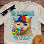 Greetings Huzz Meme Funny Cat Meme T-shirt
