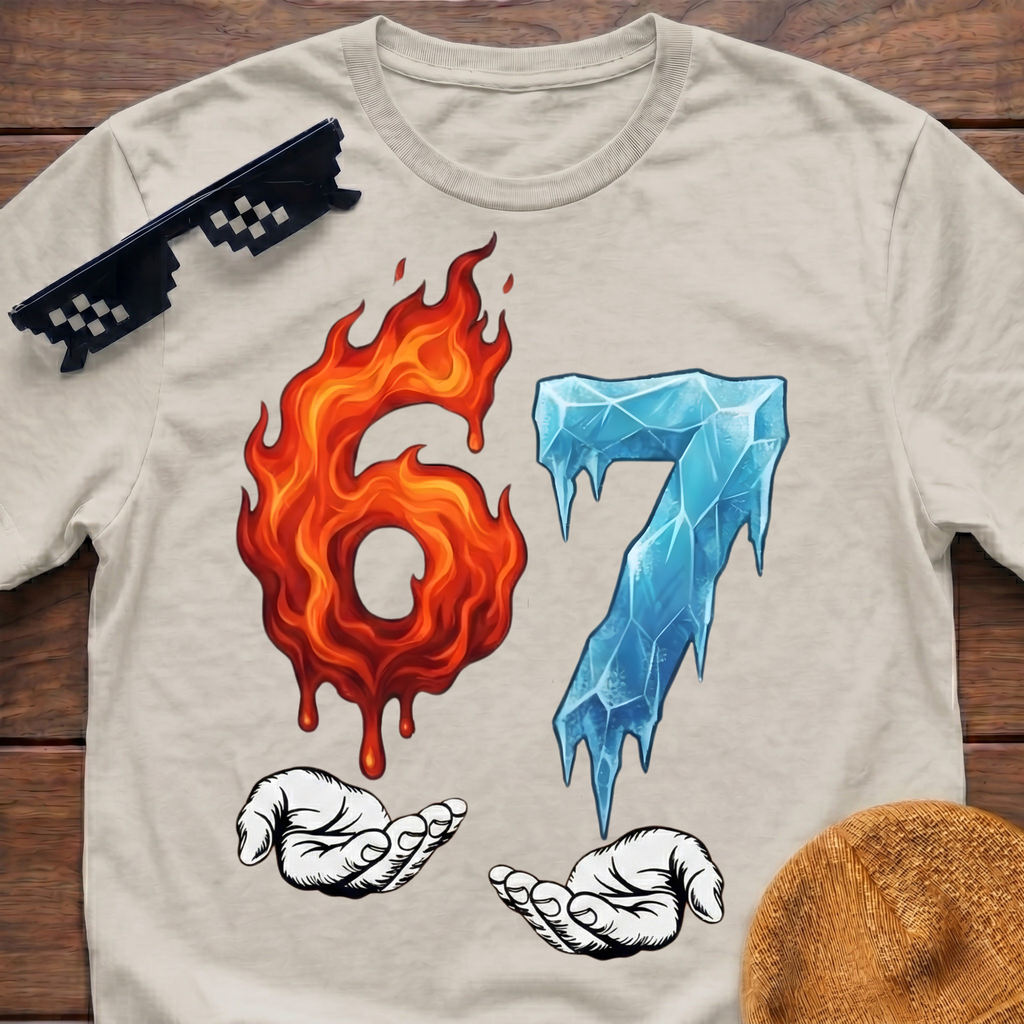 6 7 Meme Six Seven Fire & Ice T-shirt