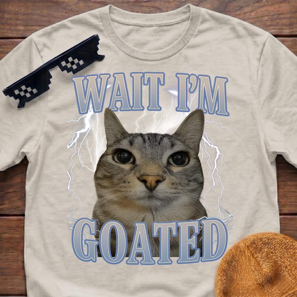 Wait I'm Goated Meme Funny Cat Meme T-shirt