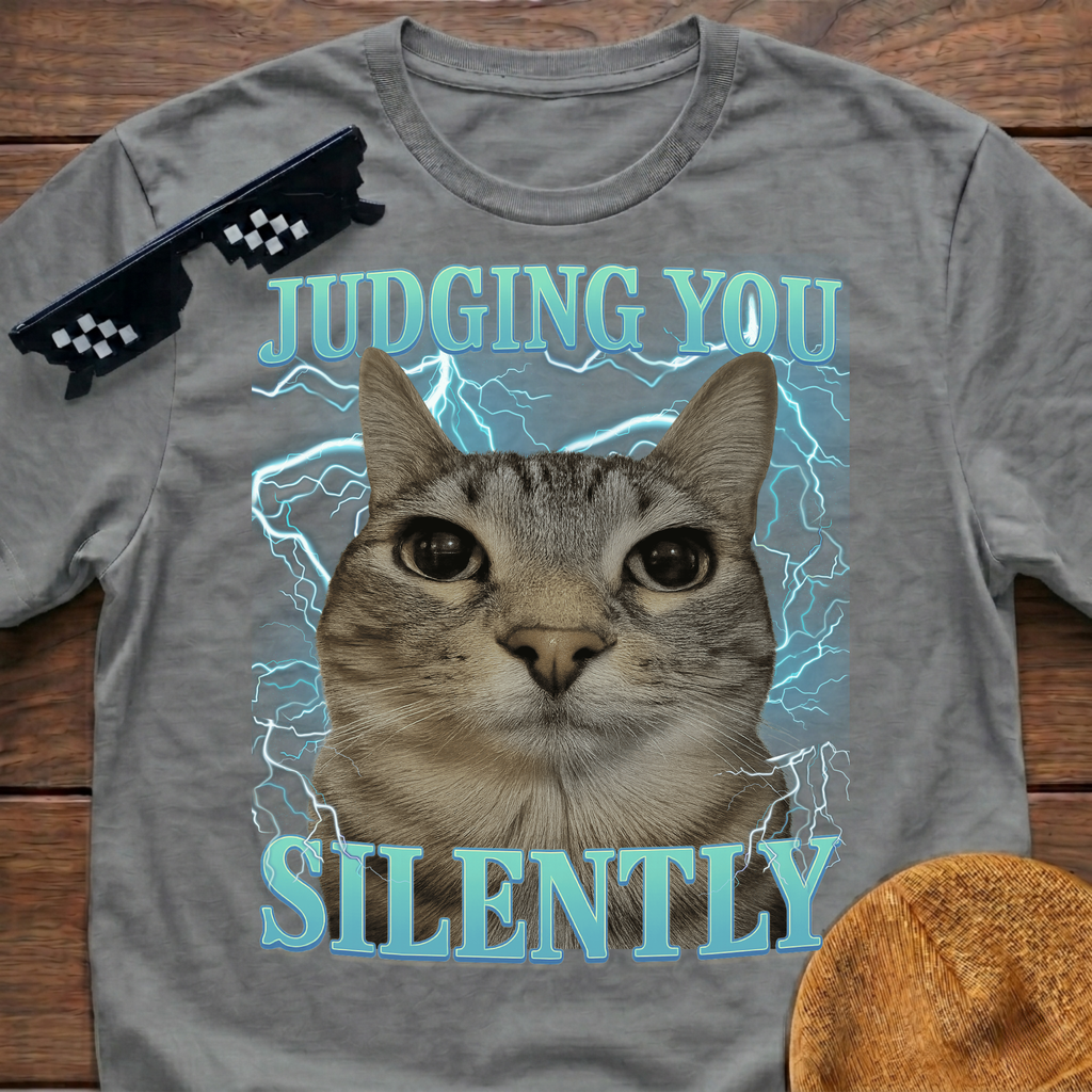 Judging You Silently Meme Funny Cat Meme T-shirt