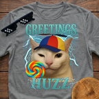 Greetings Huzz Meme Funny Cat Meme T-shirt