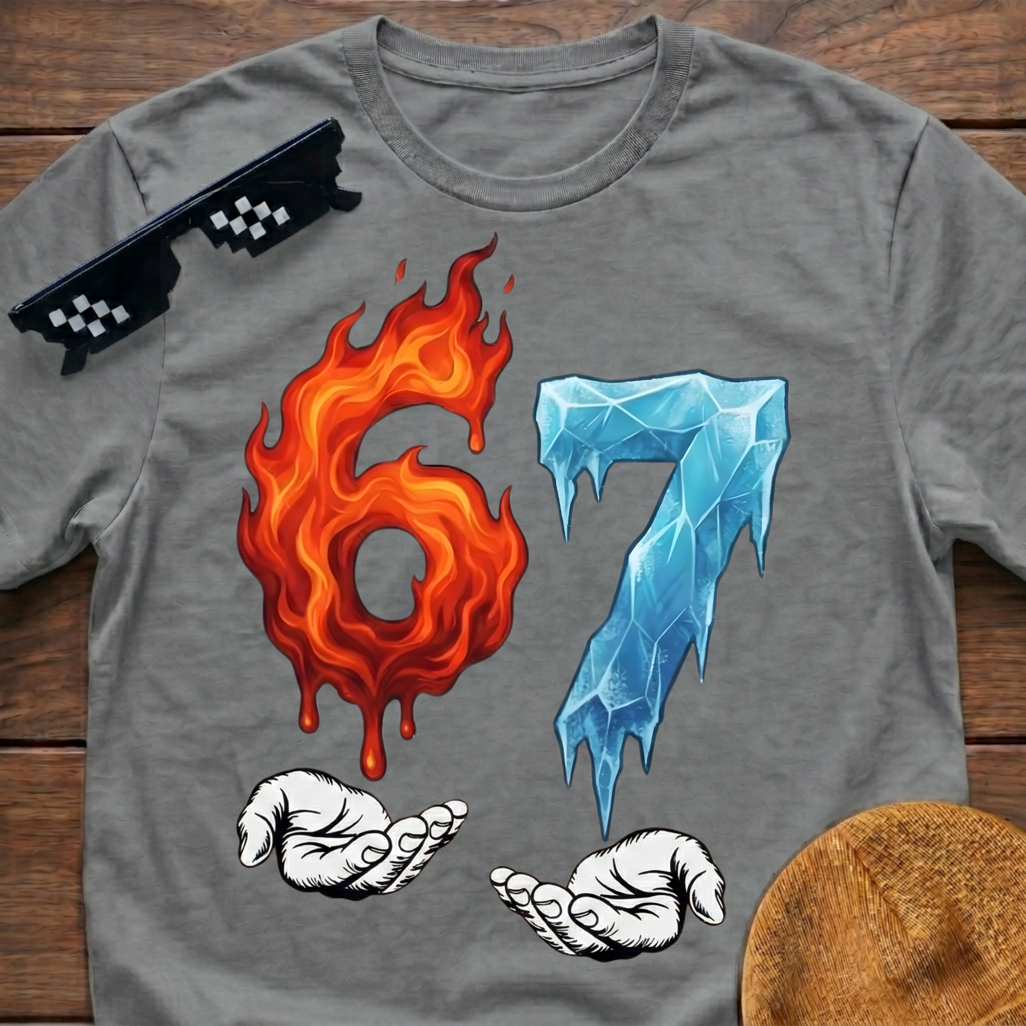 6 7 Meme Six Seven Fire & Ice T-shirt