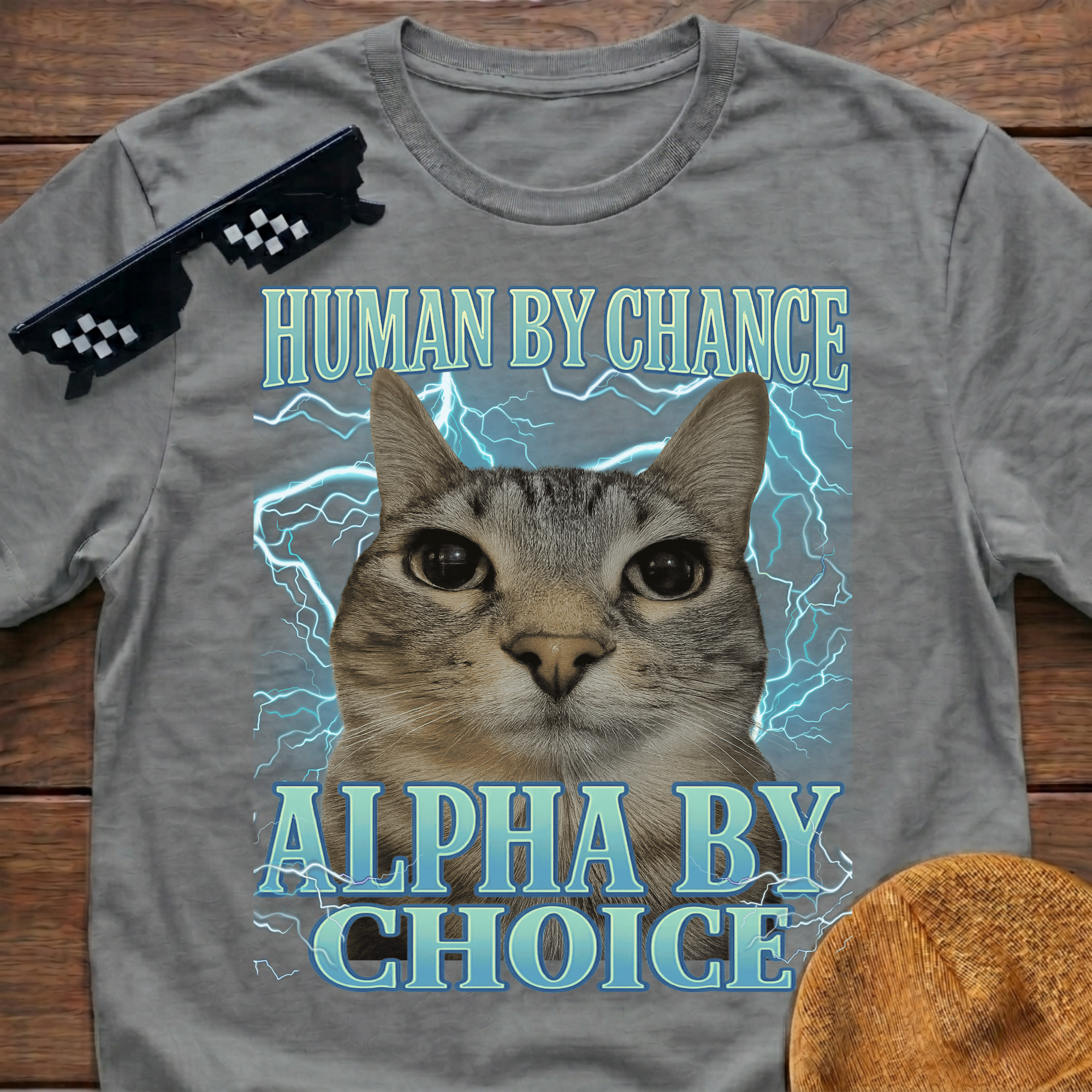 Human By Chance Alpha By Choice Meme Funny Cat Meme T-shirt