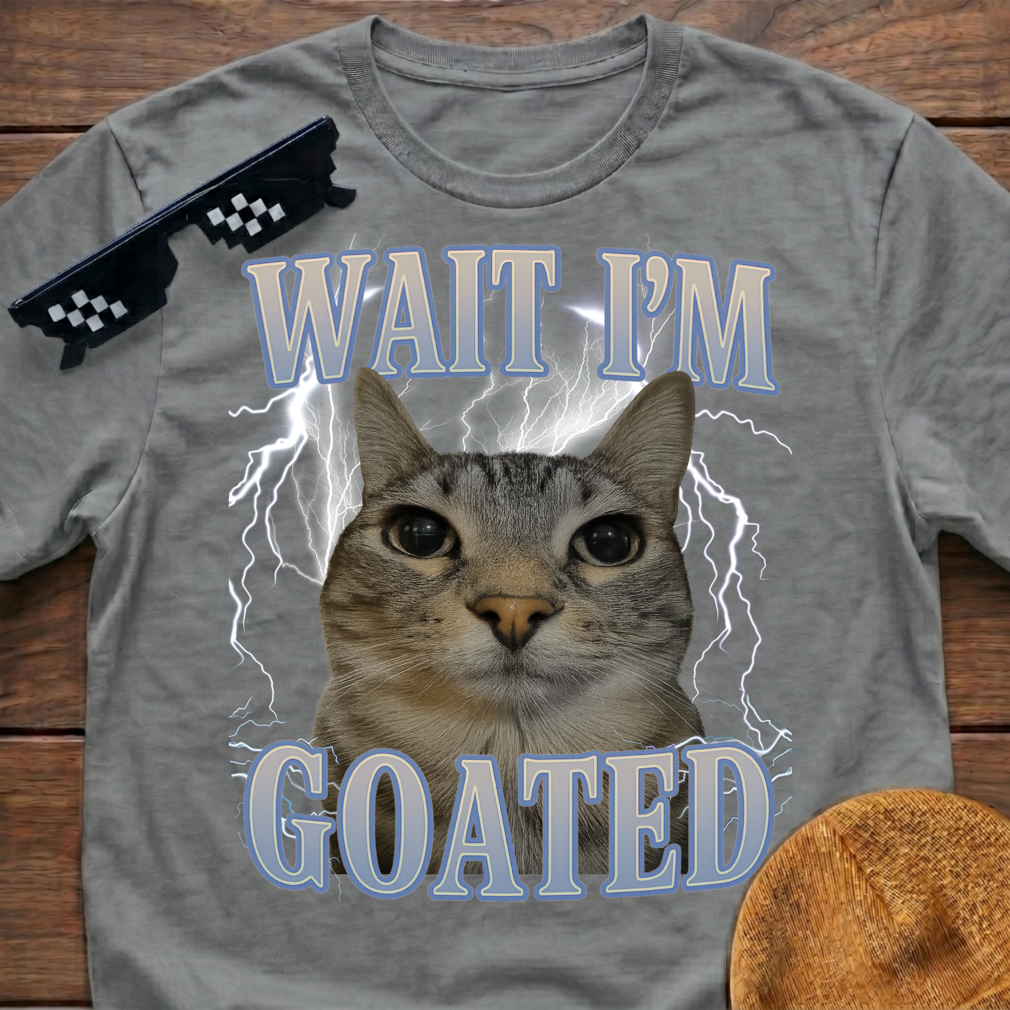 Wait I'm Goated Meme Funny Cat Meme T-shirt