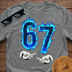 6 7 Meme Six Seven Blue Fire T-shirt