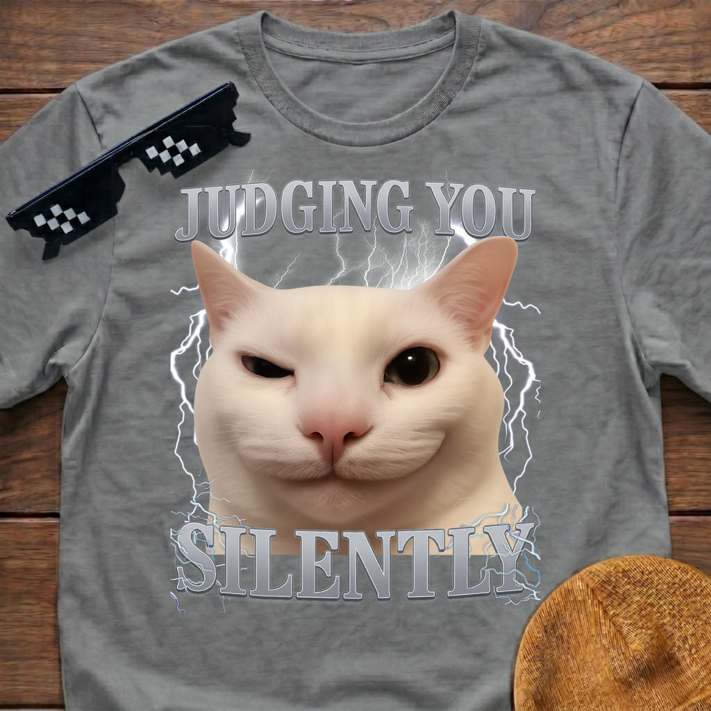 Judging You Silently Meme Funny Cat Meme T-shirt