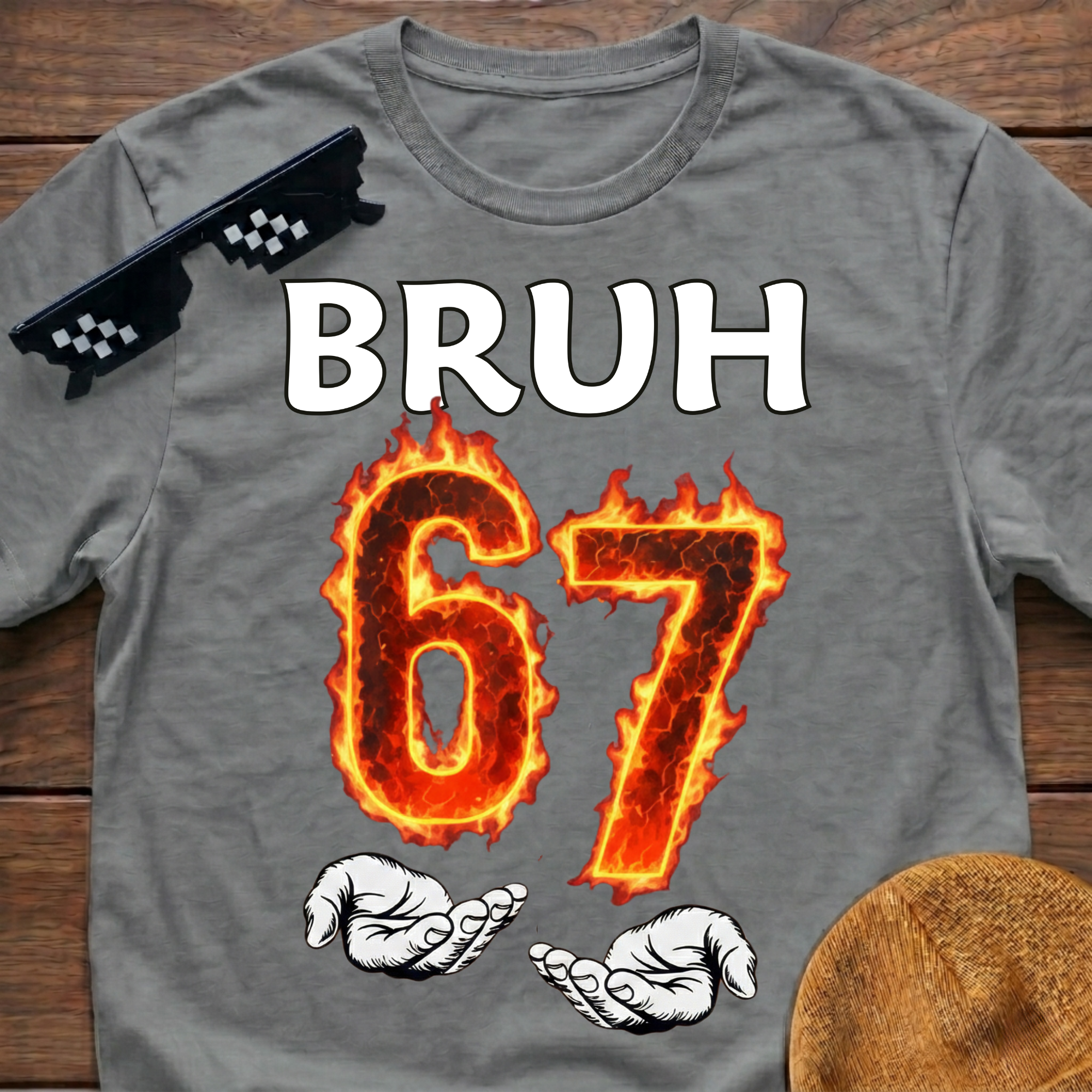 Bruh 6 7 Meme Six Seven Fire T-shirt