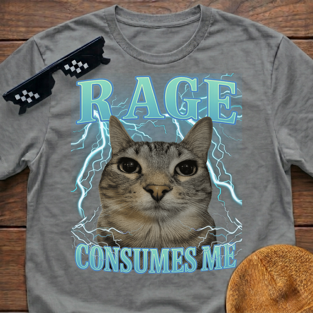Rage Consumes Me Meme Funny Cat Meme T-shirt