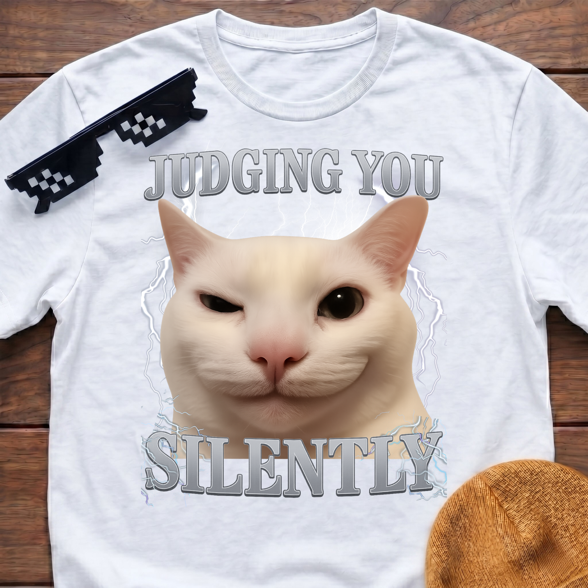 Judging You Silently Meme Funny Cat Meme T-shirt