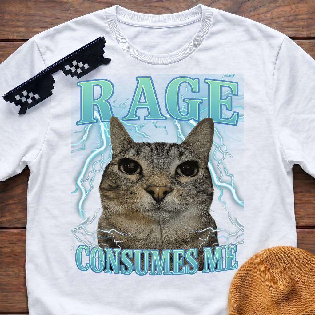 Rage Consumes Me Meme Funny Cat Meme T-shirt