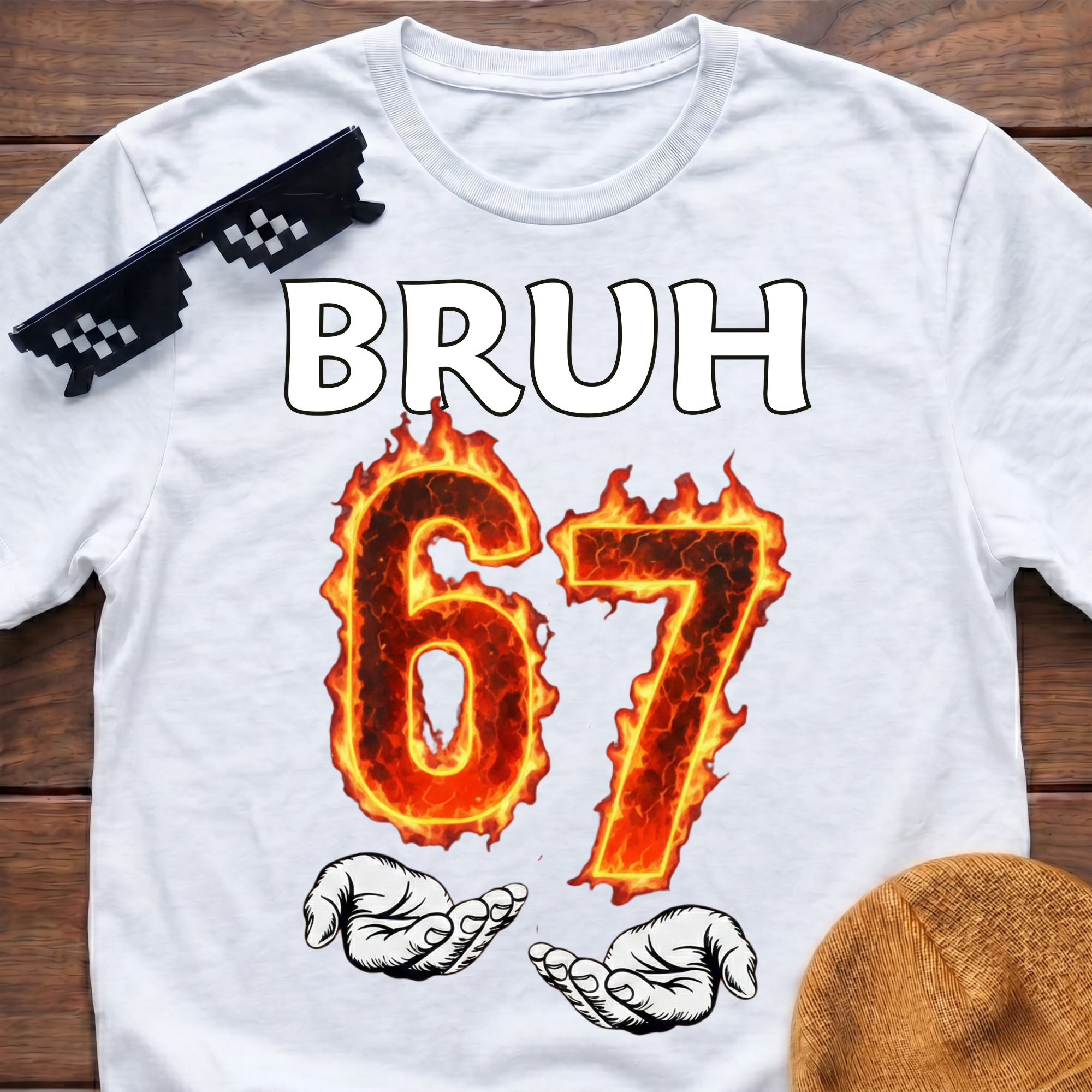 Bruh 6 7 Meme Six Seven Fire T-shirt