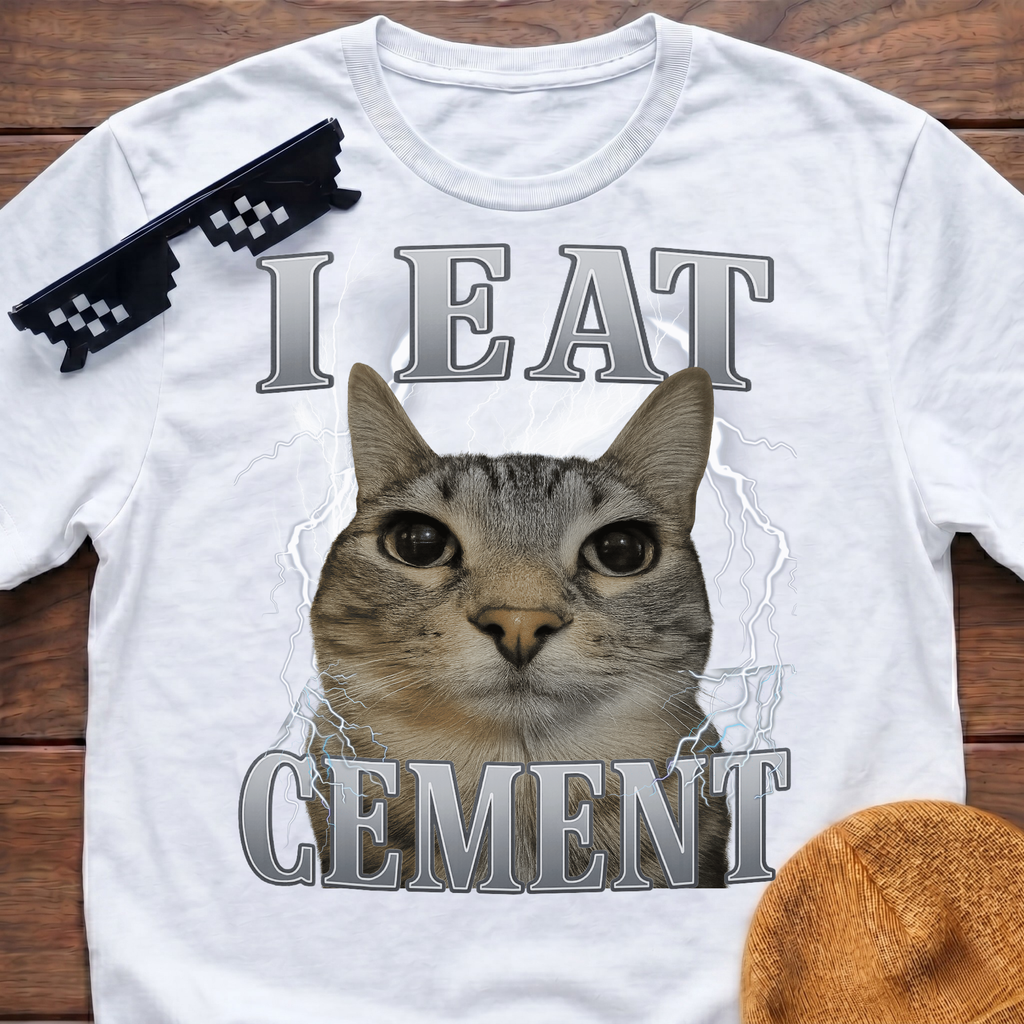 I Eat Cement Meme Funny Cat Meme T-shirt