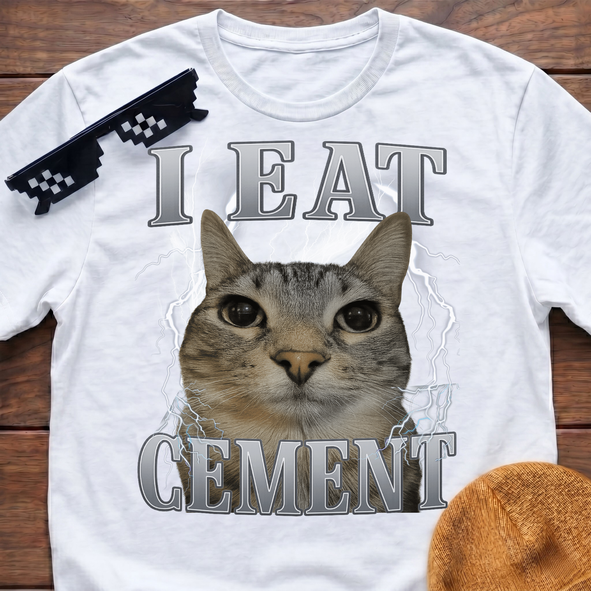 I Eat Cement Meme Funny Cat Meme T-shirt