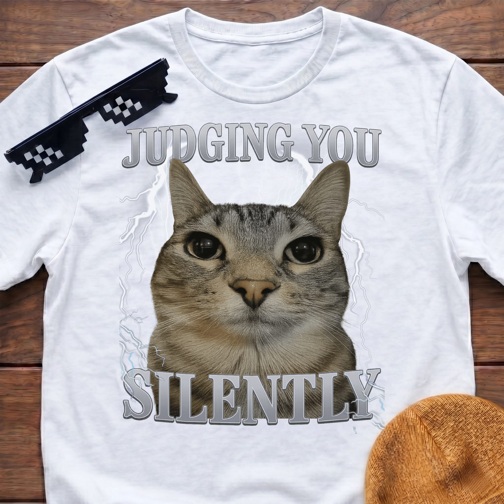 Judging You Silently Meme Funny Cat Meme T-shirt
